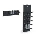 Melns apavu un cimdu žāvētājs ar vietām 4-12 pāriem, vertikāla forma, izgatavots no plastmasas, ar siltā gaisa plūsmu.